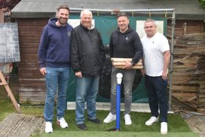Players at the Joey Beauchamp four-player Aunt Sally Tournament at Kidlington Football Club, May 2026