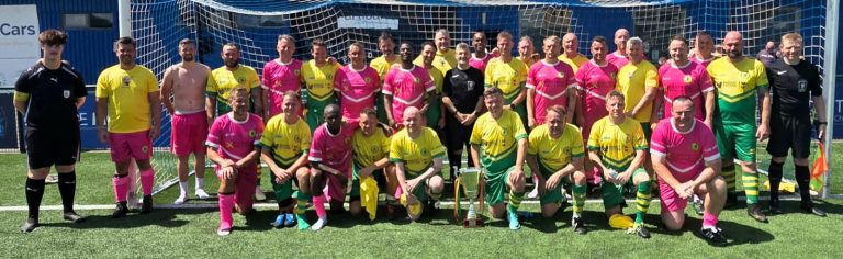 Players line up for the annual Joey Beauchamp and Chris Potter Charity Football Match at Oxford City's MGroup Stadium, July 2026